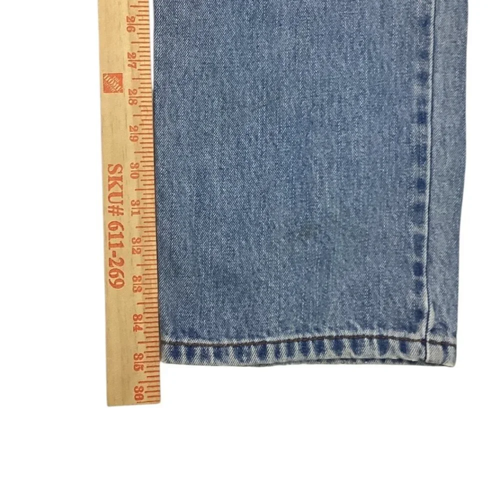 Levi's 550 Relaxed Fit Light Wash Denim Jeans‎ Y2K Black Batwing Size W 36 L 36